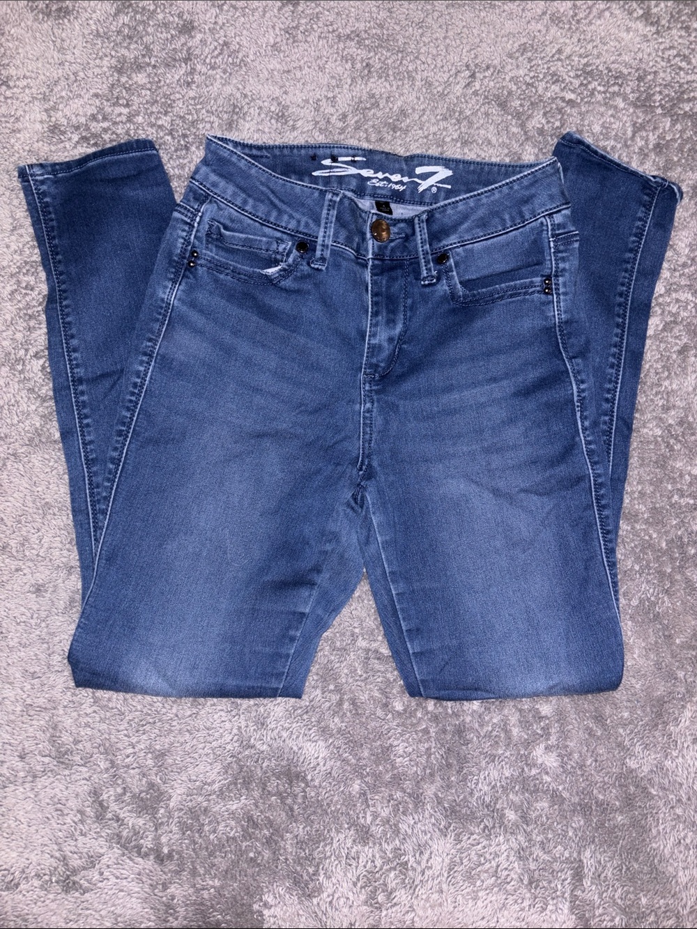 Seven7 Women's Skinny Stretch Jeans in Blue Denim